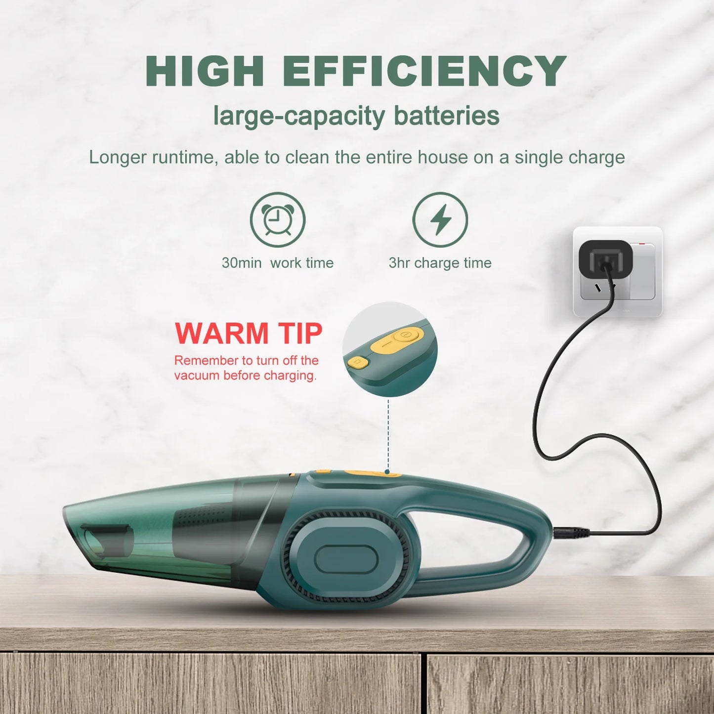 Hand Vacuum Cleaner Cordless, Besunny Handheld Car Vacuum Cleaner Rechargeable w/ Strong Suction