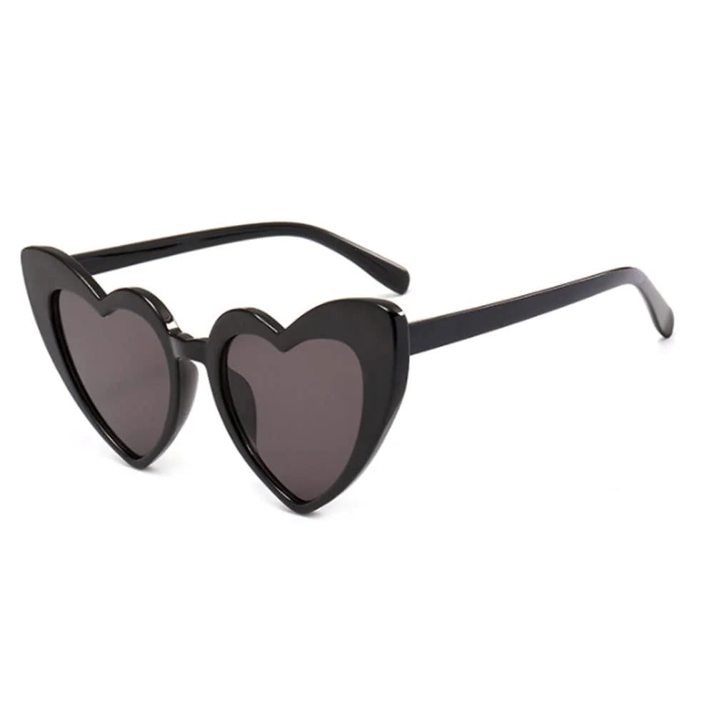 Fansbe Love Heart Shaped Sunglasses for Women,Fashion Cat Eye Mod Style Retro Glasses(Black*2)