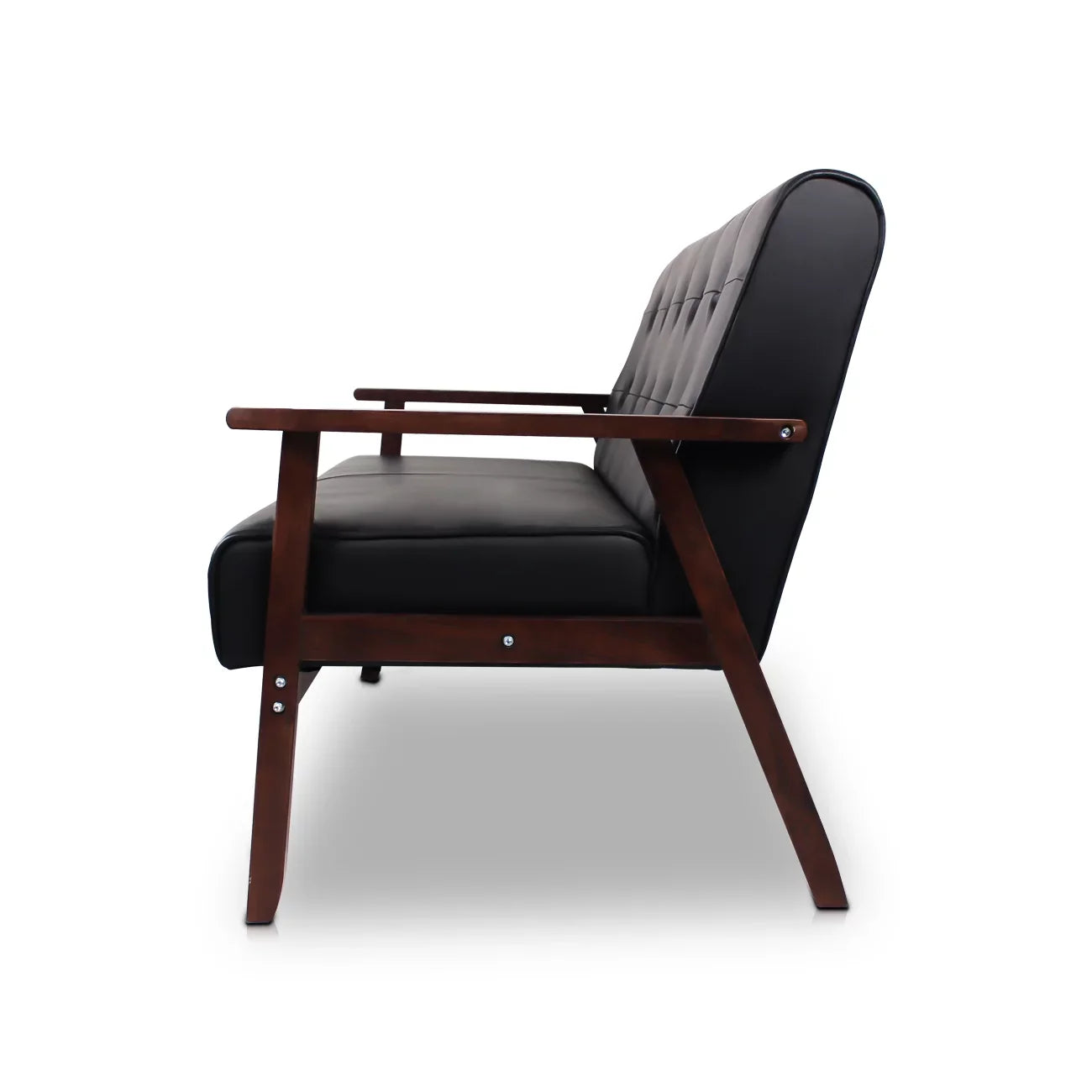 Mid-Century Modern Solid Loveseat Sofa Upholstered Fabric Couch 2-Seat Wood Armchair Living Room/Outdoor Lounge Chair,50W