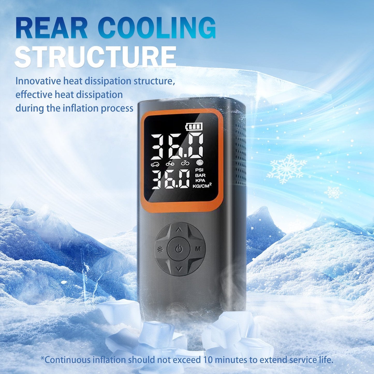 BAOKALER Tire Inflator Portable Air Compressor, Cordless Air Pump for Car Tires with Pressure Gauge & LED Light