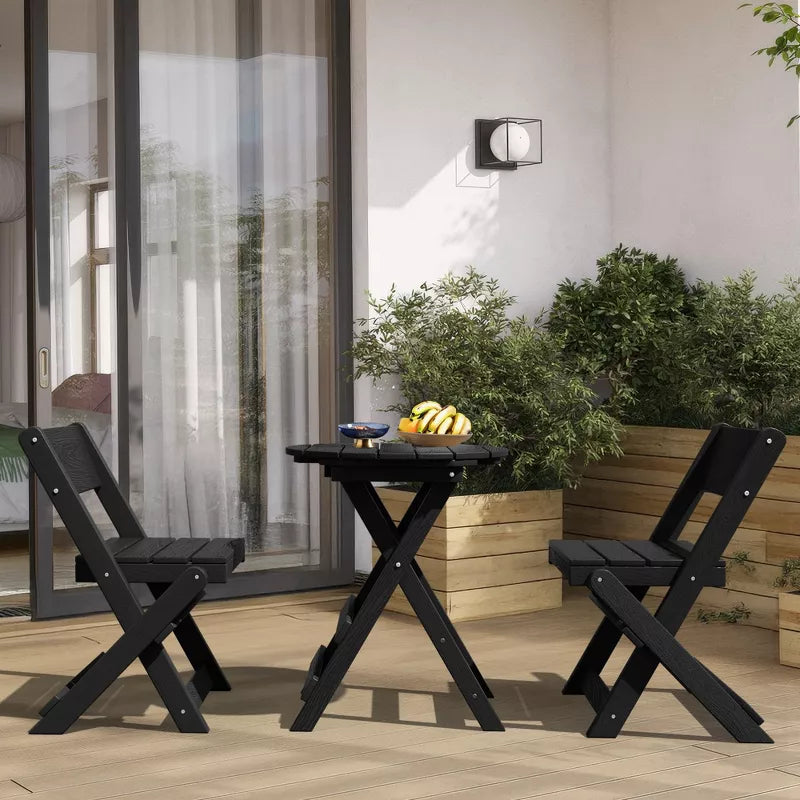 Hyleory 3 Piece Patio Bistro Set Foldable Table Chairs with Coffee Table, Lightweight for Balcony, Garden, Apartment ,Weather Resistant