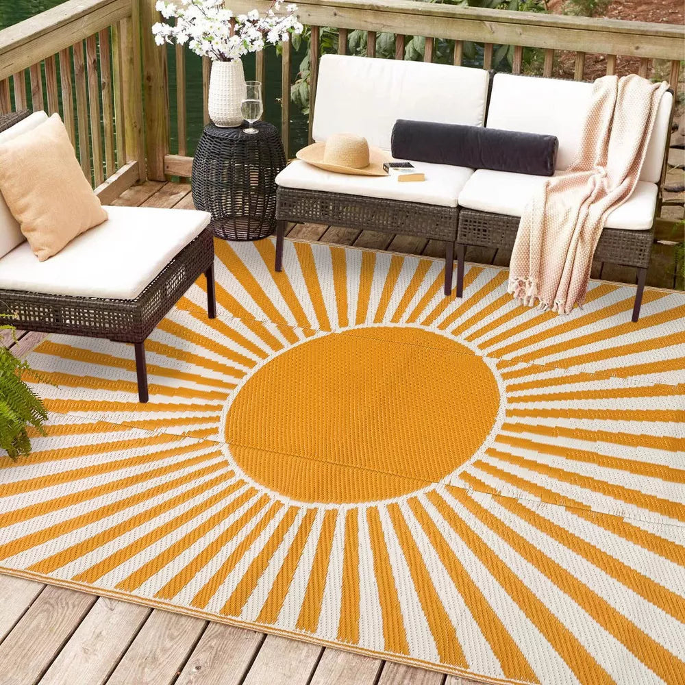 Lahome Sunshine Outdoor Durable PP Area Rug-Weather-Resistant Carpet for Patio, Deck, or Garden