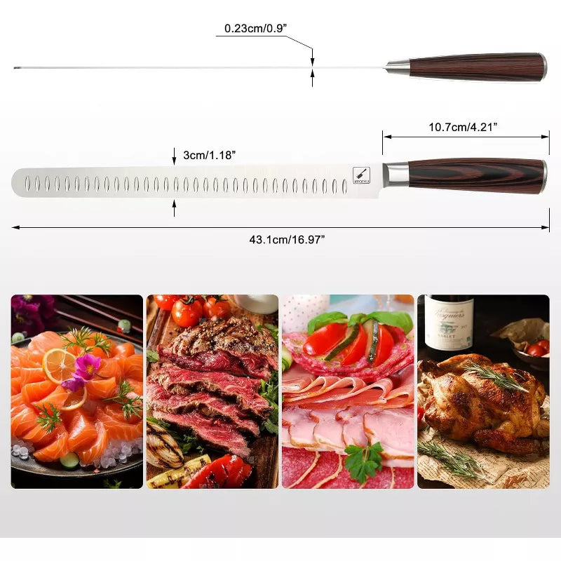 imarku Brisket Knife, 12-Inch Ultra Sharp Carving & Slicing Knife for Brisket, BBQ, Turkey, Ham, Ribs, Roast Beef, High Carbon Stainless Steel Blade