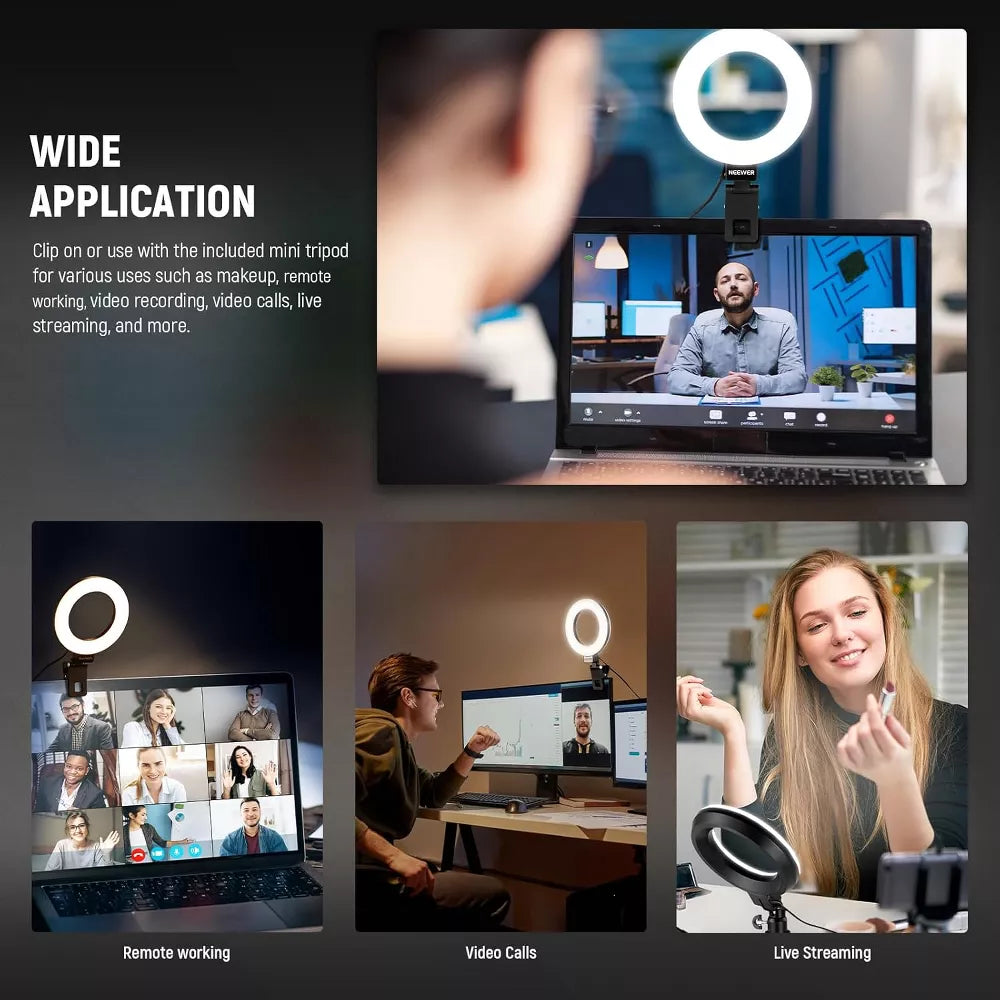 MaseiKar Basic 5" Ring Light for Video Conference Lighting, Clip on Light Kit with Desk Tripod for Monitor Laptop Computer Zoom Call Live Streaming