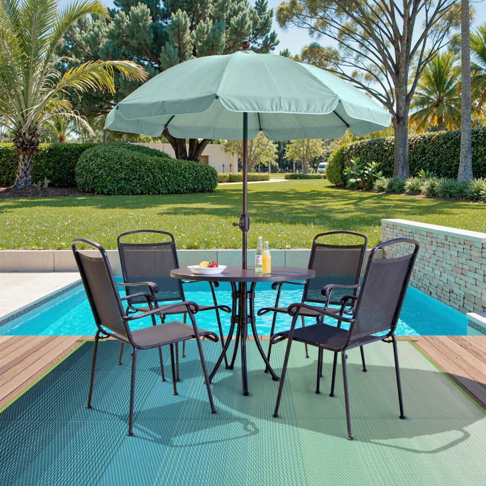 Lahome Waterproof Outdoor Area Rug-Reversible Plastic Straw Mat for Porch, Backyard, Balcony