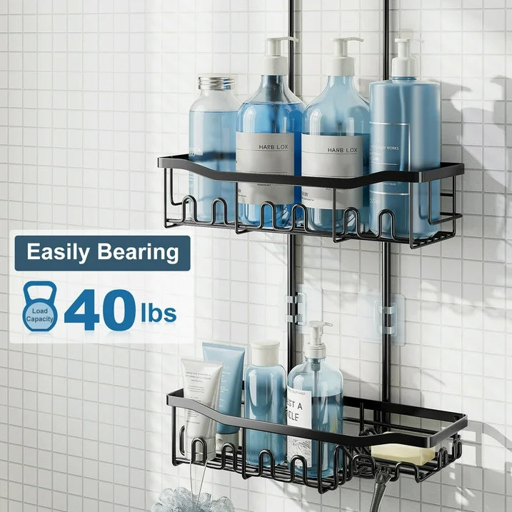 VANCORE Rustproof Shower Caddy over Shower Head - Height Adjustable Hanging Shower Caddy Shower Organizer with Hooks Shampoo Soap Holder