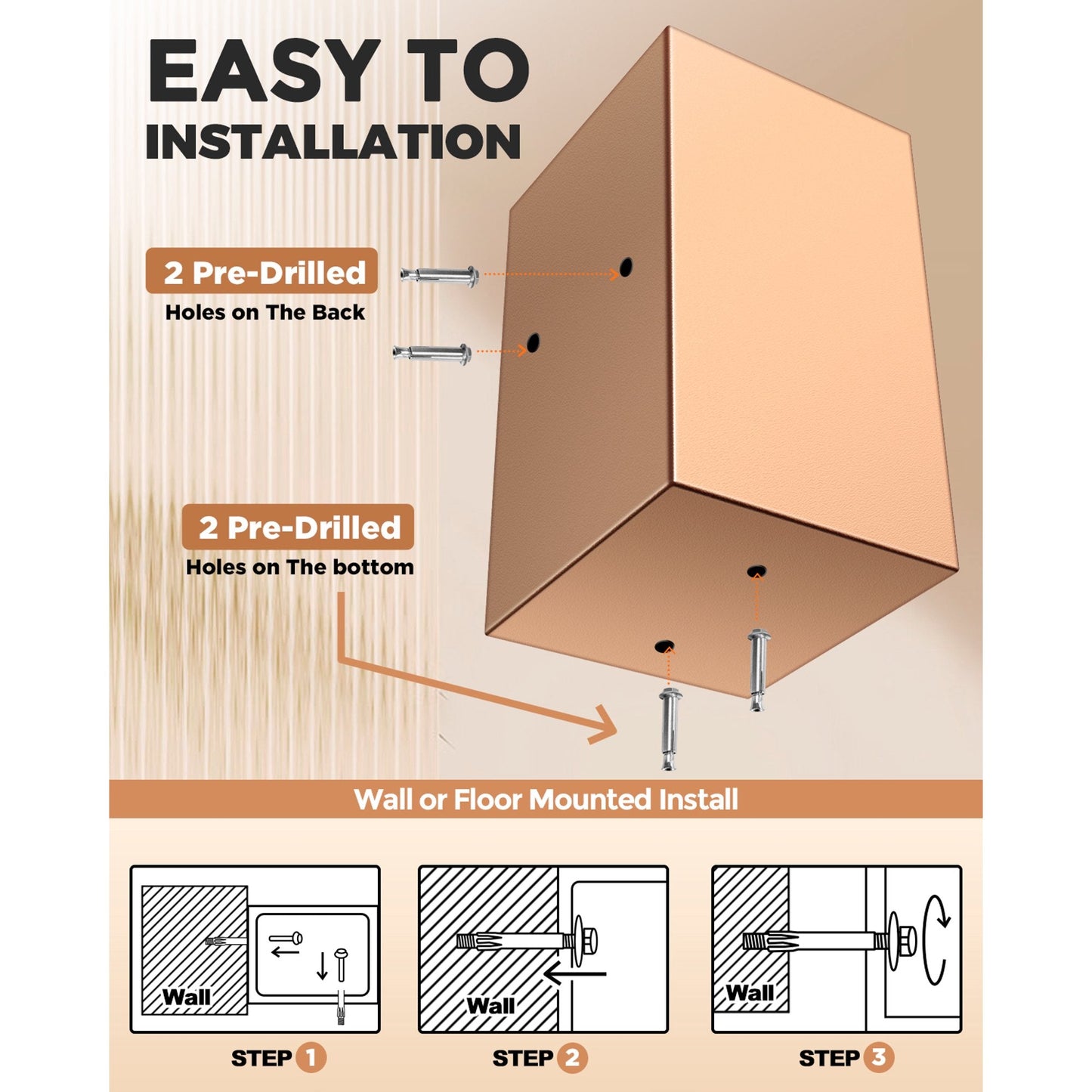 RXDSAFE 4.0 Cuft Large Safe Box, Home Safe Security Box With Fireproof Document Bag, LCD Screen, Sensor Light Black