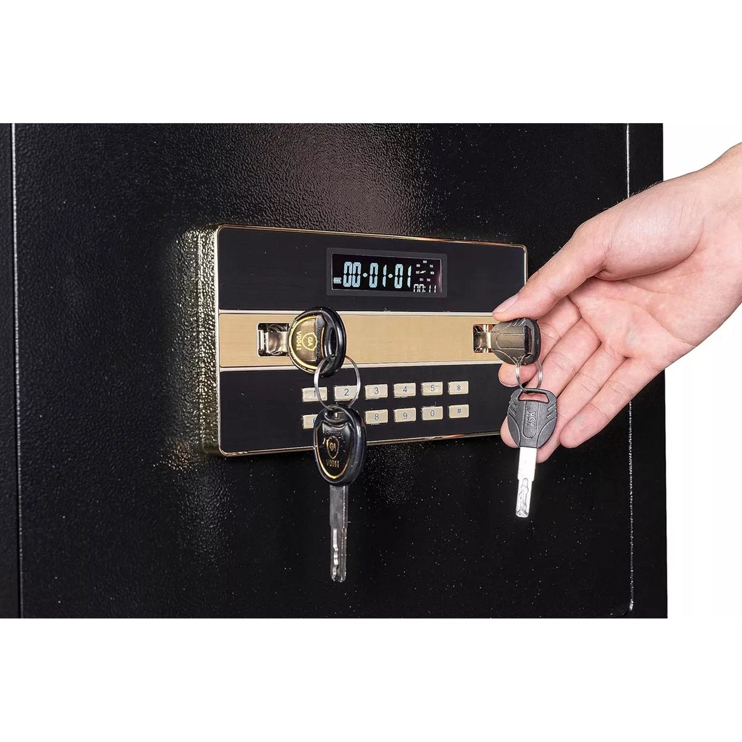 RXDSAFE 4.0 Cube Double Layers Large Safe Box, Home Safe Security Box With Fireproof Document Bag, LCD Screen, Sensor Light Black