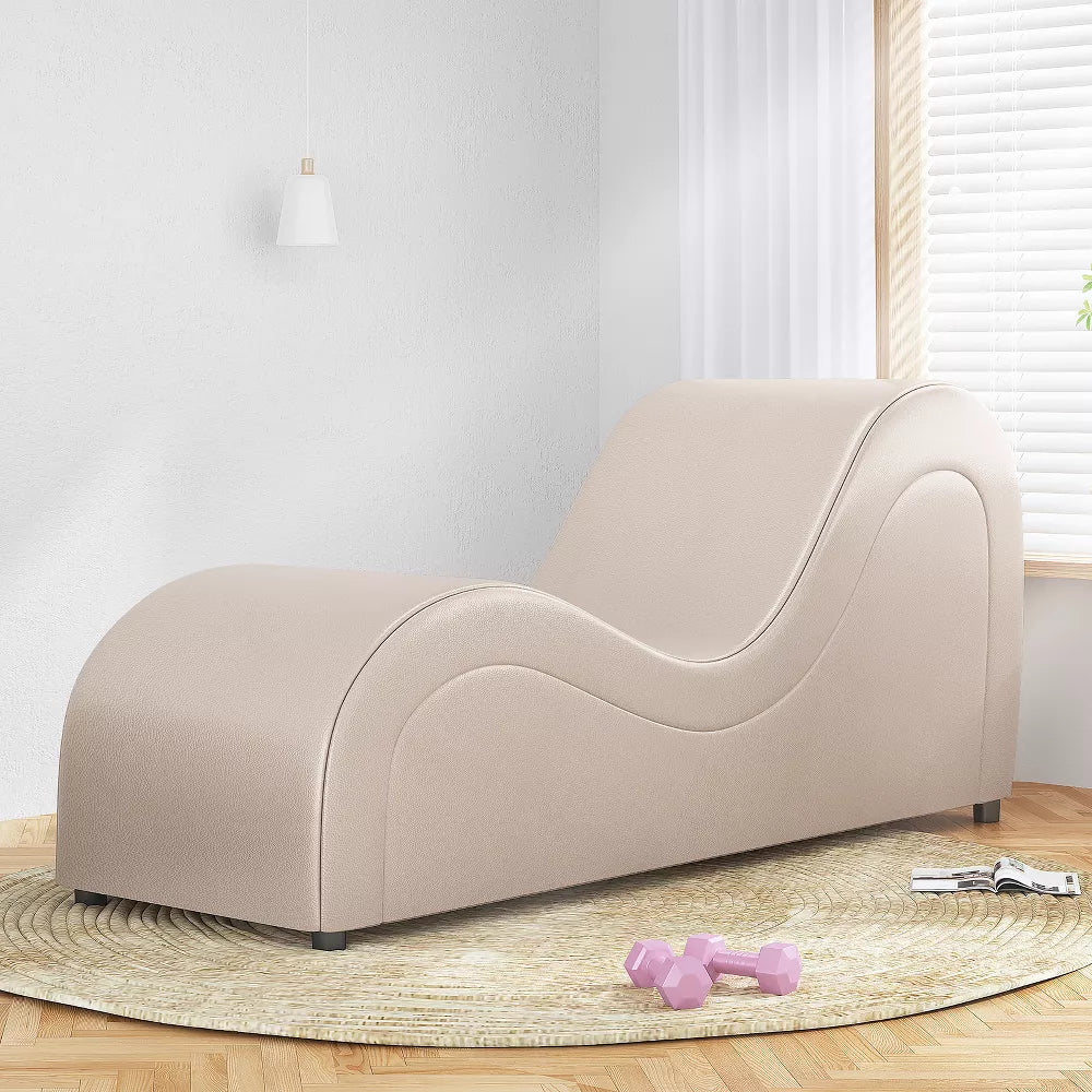 Mjkone Yoga Chair, Faux Leather Yoga Chaise with Padded Sponge