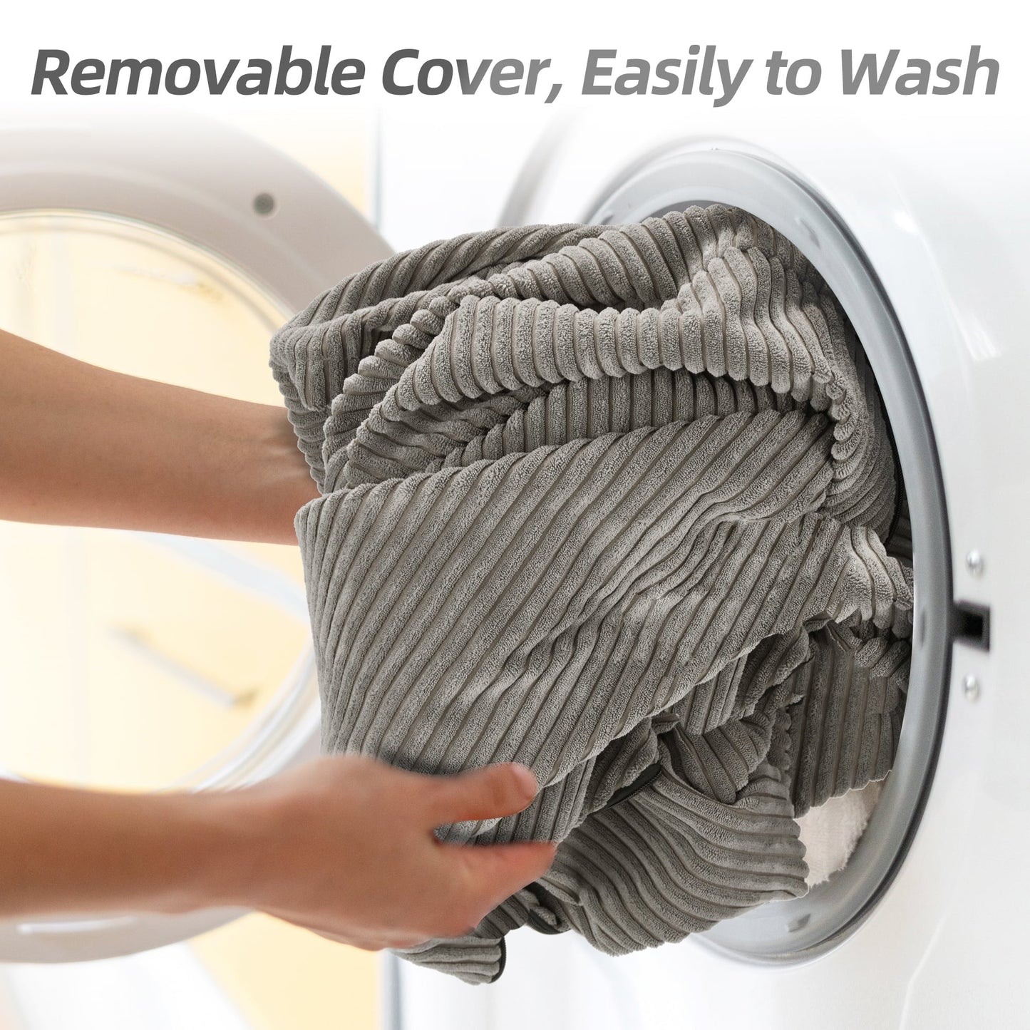 Homguava Bean Bag Chair: Teardrop Bean Bags with Memory Foam Filled, Compact Beanbag Chairs Soft Sofa with Corduroy Cover (Grey)