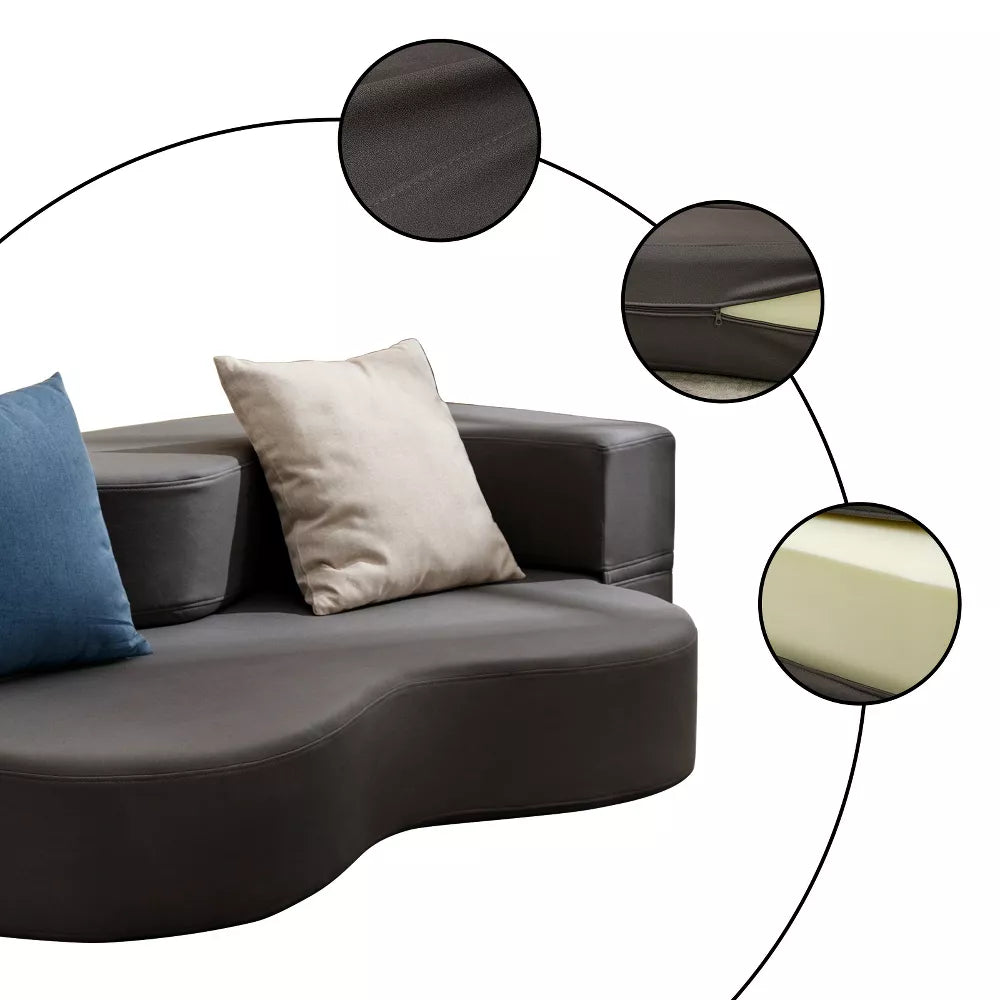 Mjkone Convertible Folding Sofa Bed with Memory Foam | Faux Leather Futon Couch for Living Room, Guest Room & Bedroom - Portable, Space-Saving