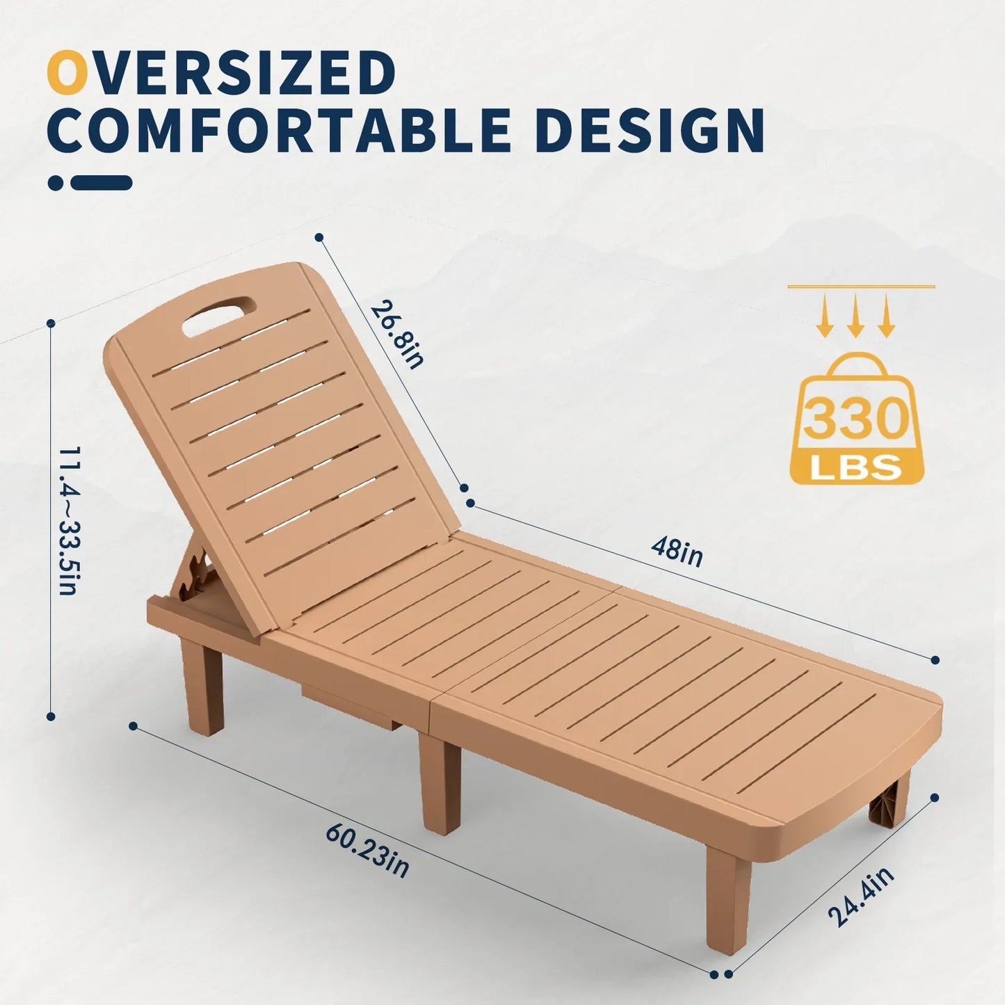 Poteban Oversized Outdoor Chairse Lounge Chair£¬Extra Widen Chaise with Cup