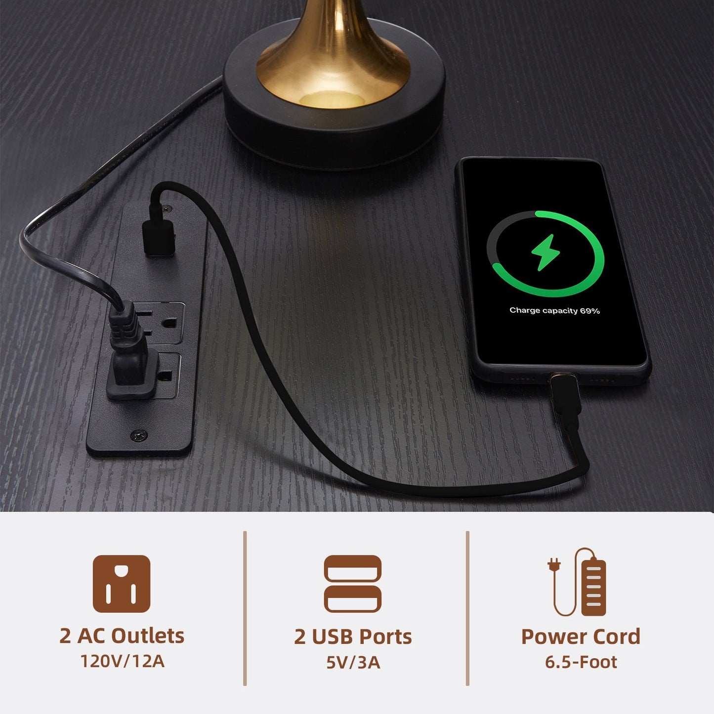 Somdot Dresser with Clothes Rack, 4 Drawers Dresser with Charging Station & LED, Black Storage Closet