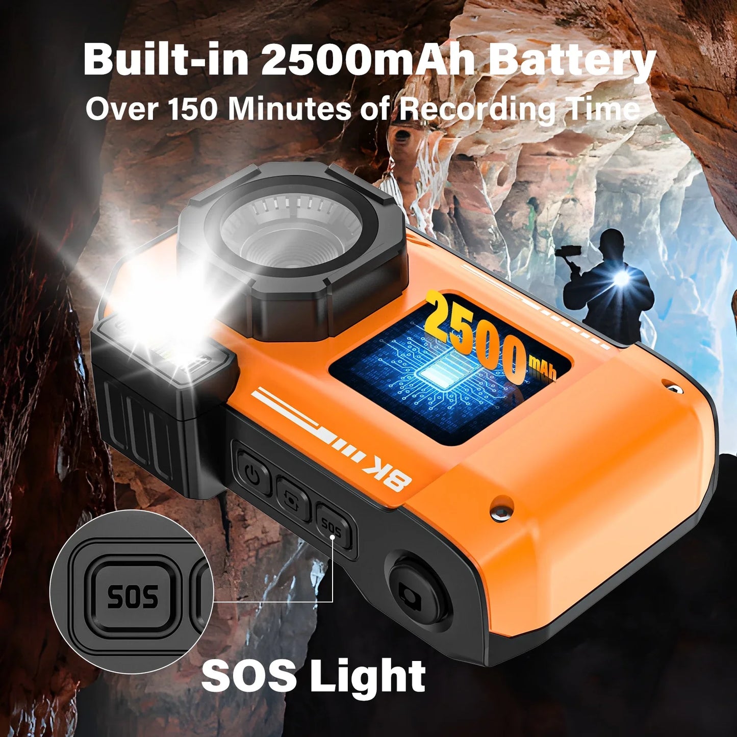 MARVUE Digital Camera 8K 70MP Autofocus Rugged Dustproof Shockproof Waterproof Camera with 32GB Card