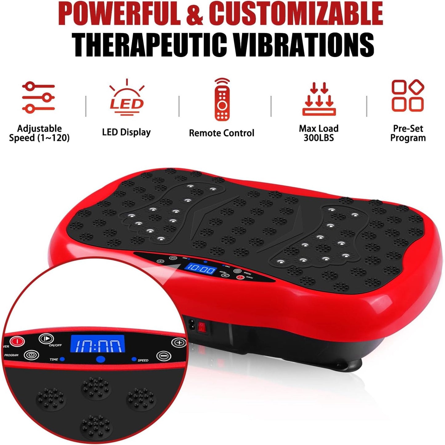 CATGOOD Vibration Plate, Vibration Board Exercise Machine for Lymphatic Drainage, Full Body Workout Vibrating Fitness Platform, Waver Stand for Weight Loss, Home Gym Equipment, Red