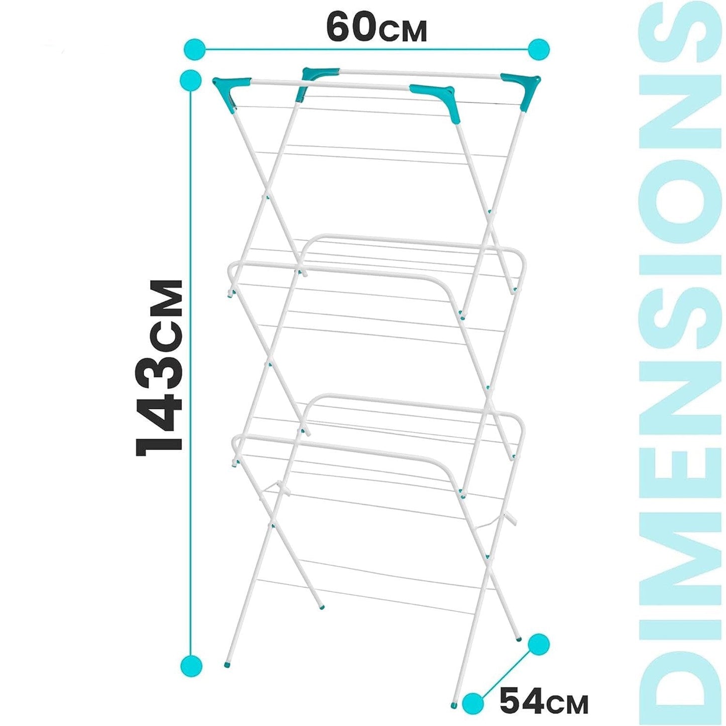 3 Tier Clothes Drying Rack, Foldable Laundry Clothes Drying Rack Stand, Collapsible for Storage