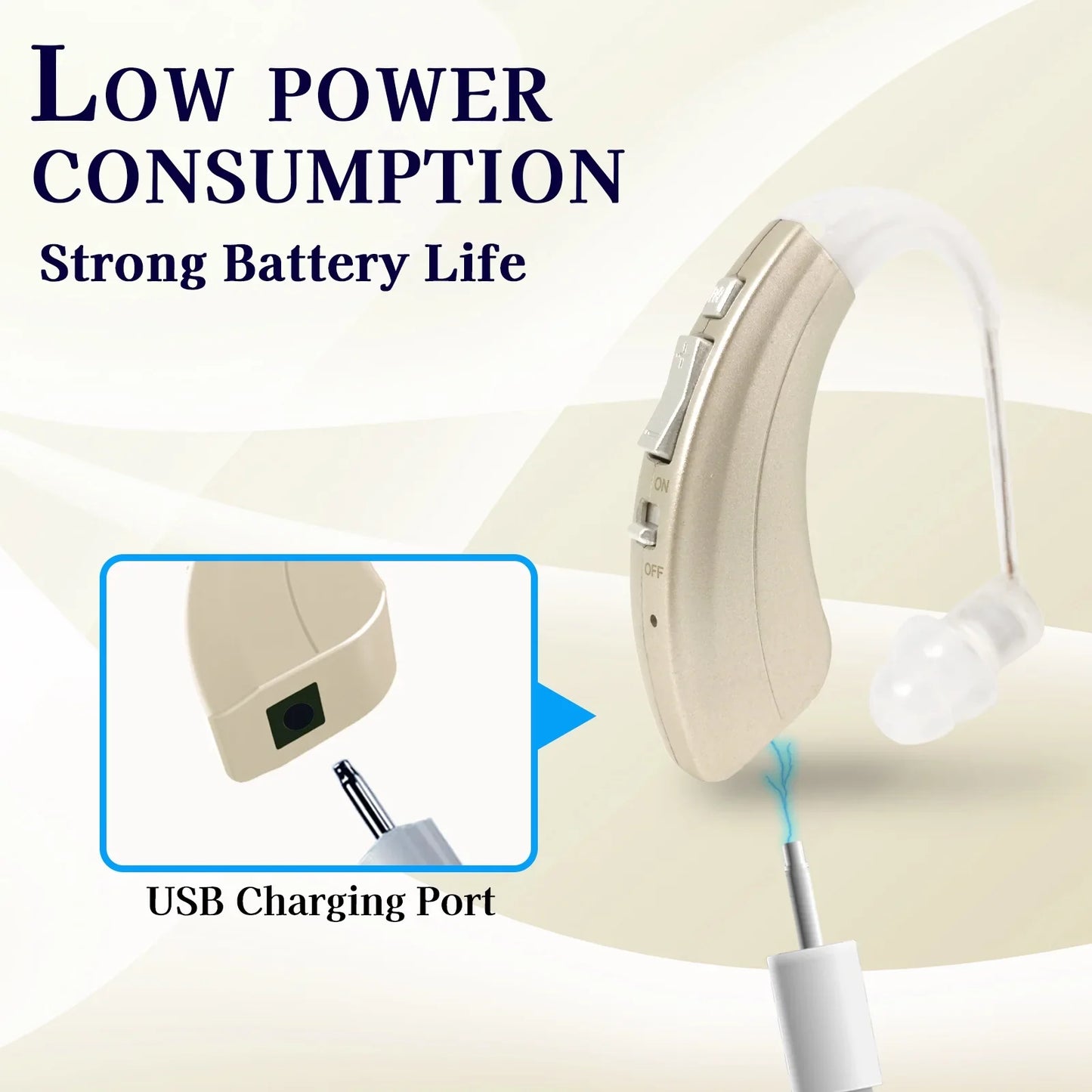 Delmicure Hearing Aids VHP-1222 for Seniors, Rechargeable Hearing Amplifiers for Adults, Mini Speaker, Binaural Digital Sound Device (Gold)