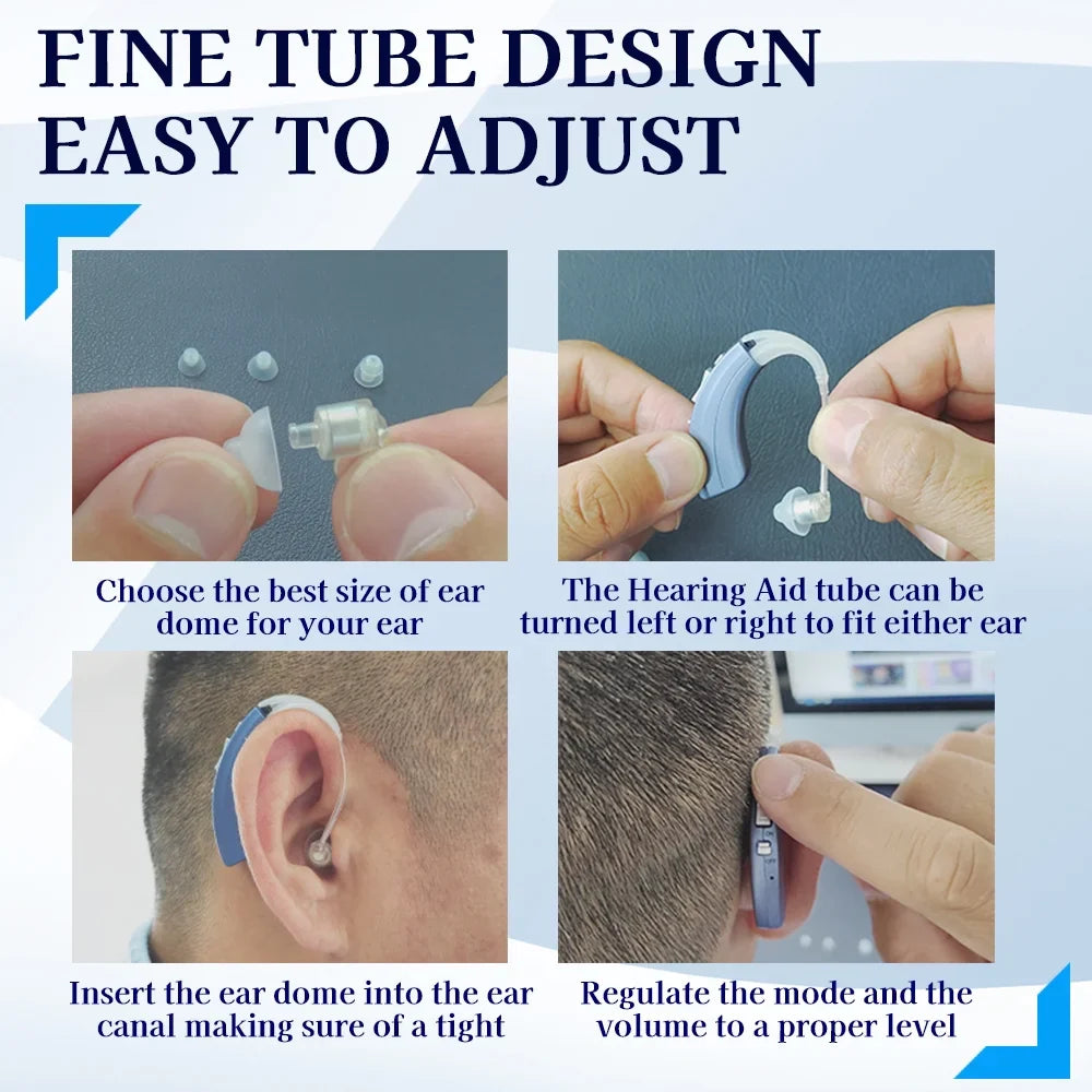 Delmicure Hearing Aid VHP-1222 for Seniors, Rechargeable Hearing Amplifier for Adults, Mini Speaker, Single Digital Sound Device (Blue)