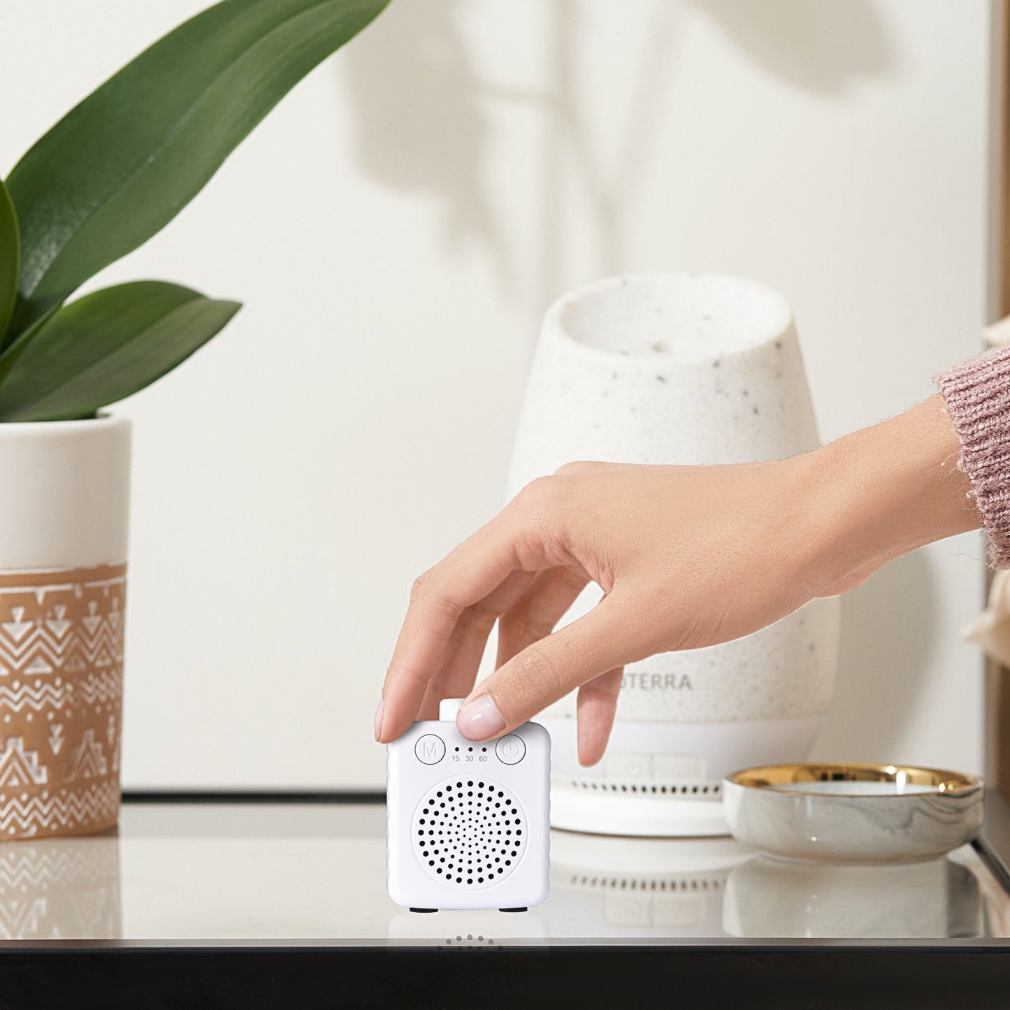 Fansbe Sleep Small Adults Sound Machine Travel Size, White Noise Machine Home Baby Portable(White)