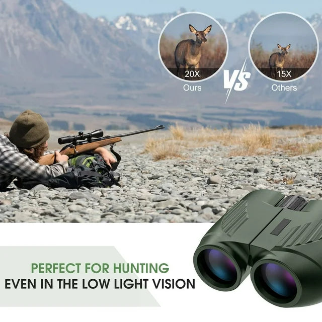 20X25 Compact Binoculars for Adults and Kids,Large Eyepiece Waterproof Binocular,Easy Focus Small Binoculars for Bird Watching,Hiking and Concert, Green