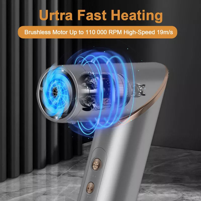 Dryhsip 5-in-1 Foldable Hair Dryer Brush, Ionic Hot Air Styler for Curling/Straightening/Volumizing, 3 Heat/Speed Settings, Travel-Friendly, Gray