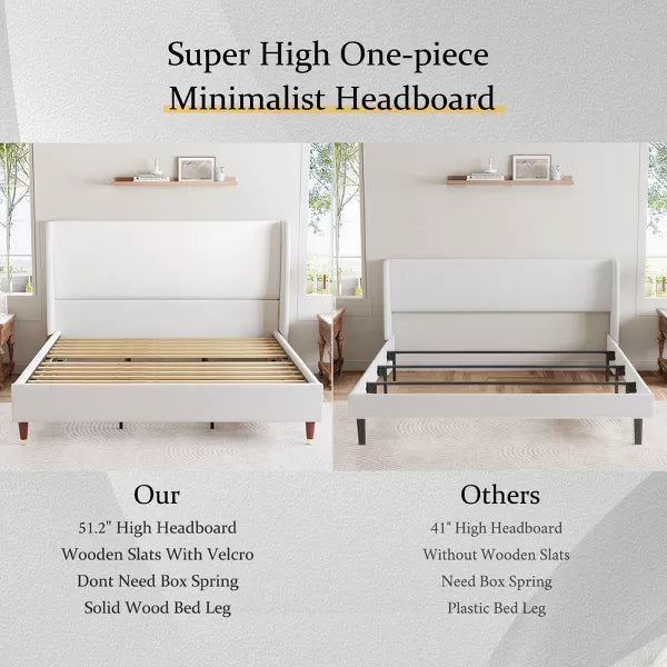 51.2"Bed Frame with High Headboard,Upholstered Bed