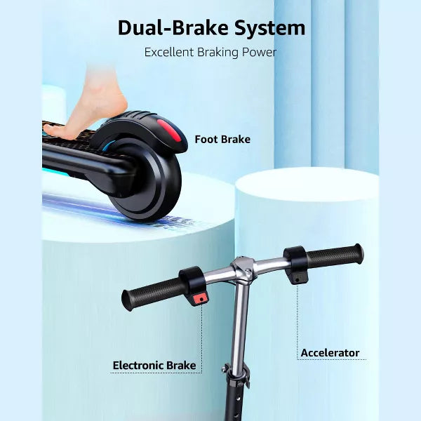 Mastgoal Electric Scooter for Kids, 150W Motor 10mph Speed Electric Scooter with Adjustable Handlebar and LED Lights