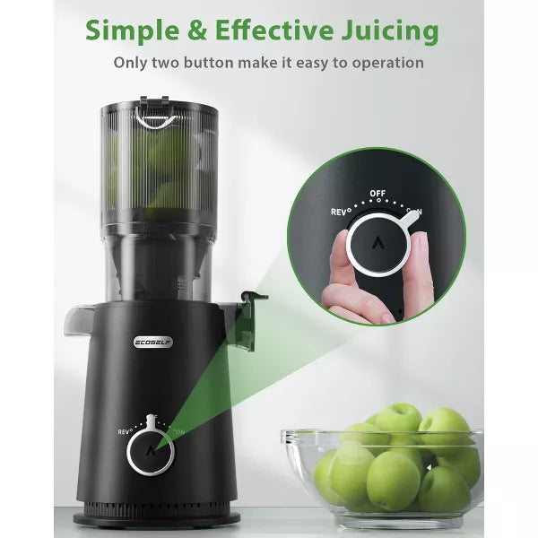 Aeitto Cold Press Juicer,juicer machine with 4.35" Large Feed Chute Fit Whole Fruits and Vegetables & Easy to Clean