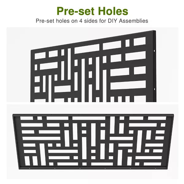 Wooakway 72"H 47"W 16"D Metal Outdoor Privacy Screen Freestanding Patio Decorative Screens