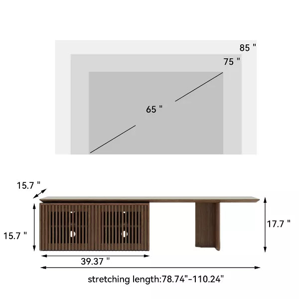 LOVSON 78.7"-110"Extendable TV Media Console for Up to 55+ Inch, Modern TV Stand, Entertainment Center with Storage, for Living Room,Walnut