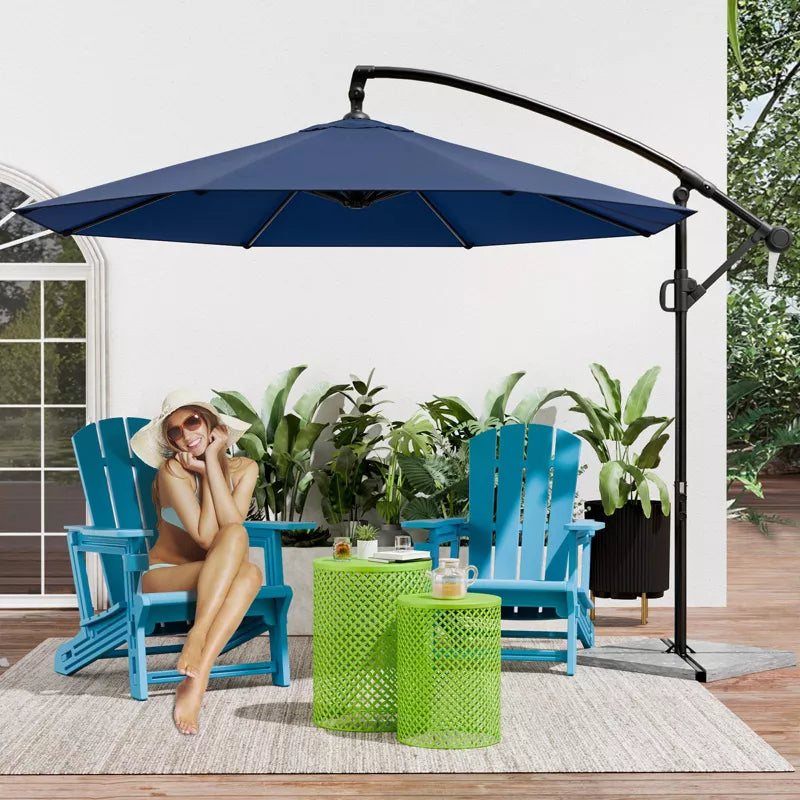 Maggift Patio Umbrellas with Base Included, Outdoor Double-Sided Umbrella with Crank Handle, for Pool Lawn Garden, Blue, 114.17"*114.17"*81.49"