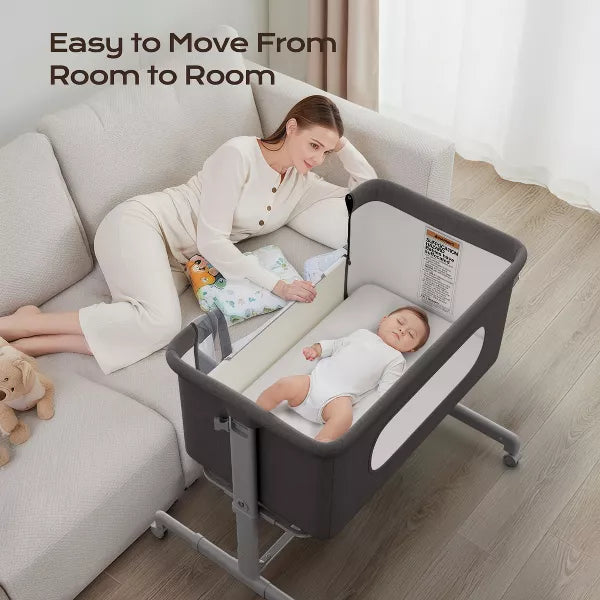 BabyBond 3-in-1 Baby Bassinet with Comfy Mattress, Wheels & 6 Height Adjustments