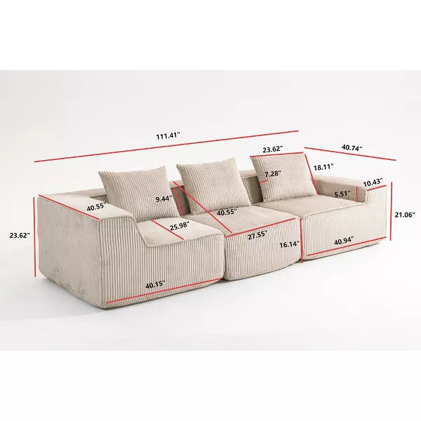 Resenkos Sctional Couches Set, Soft Durable Corduroy Upholstery, Multi-Person Comfort, Easy Maintenance, Cushions Are Vacuum-Compressed,