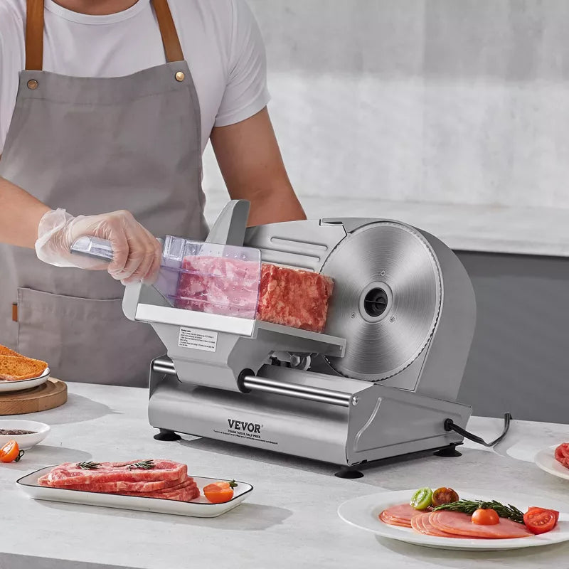 VEVOR Meat Slicer, 7.5 inch Electric Deli Food Slicer, 180W Meat Cutter with a Premium SUS420 Blade, 0-0.6 inch Adjustable Thickness, Slicer Machine