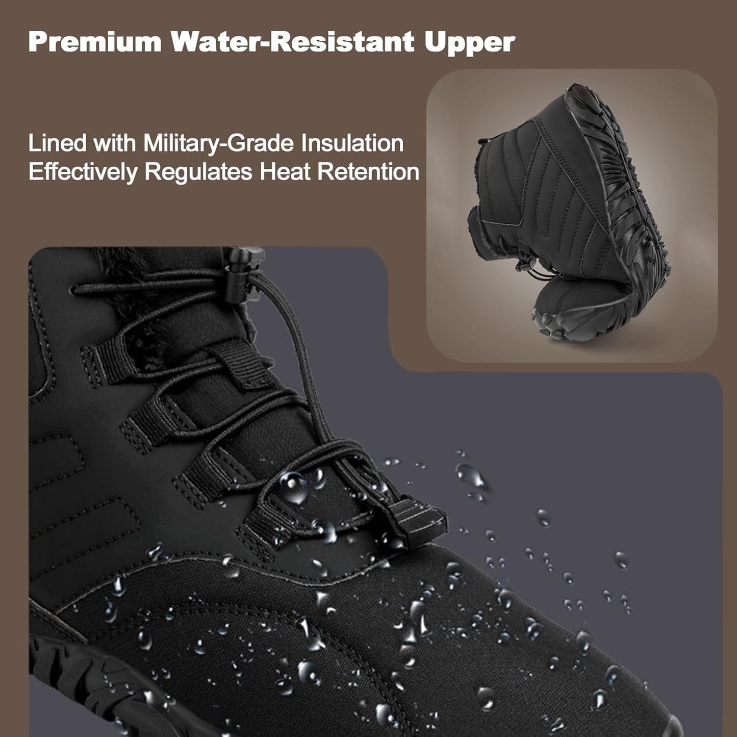 Men's Hiking Trekking Waterproof Winter Barefoot Shoes, Walking Hiking Boots for Women Men Trail Running Healthy Non-Slip