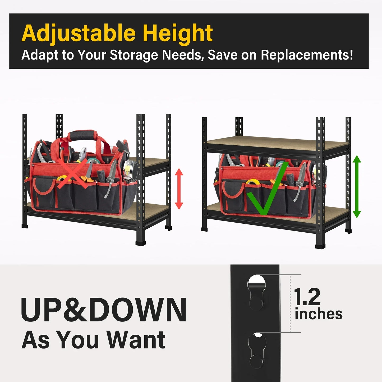TrumanPick Garage Storage Shelves 4 Tire 36"W¡Á16"D¡Á54"H-Metal Heavy Duty Storage Racks and Shelving Unit, Black