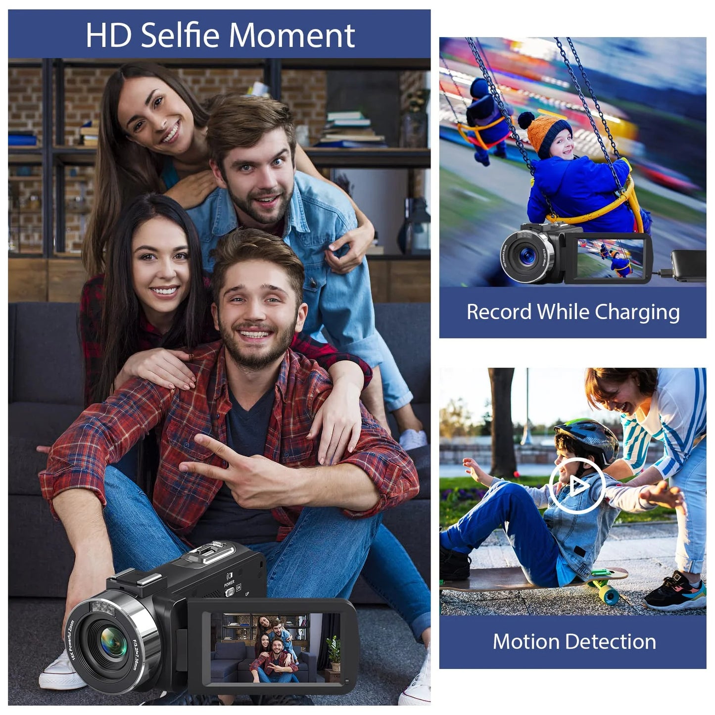 MARVUE Video Camera 4K Camera 48MP 30FPS Camcorder 18X Digital Zoom 3.0" LCD Touch Screen Vlogging Camera for YouTube with IR Night Vision