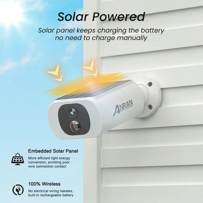 ANRAN Solar Security Cameras Wireless Outdoor, 2K WiFi Surveillance Camera for Home Security with Floodlight, Embedded Solar Panel, Color Night Vision, 2-Way Talk, Waterproof, Work with Alexa