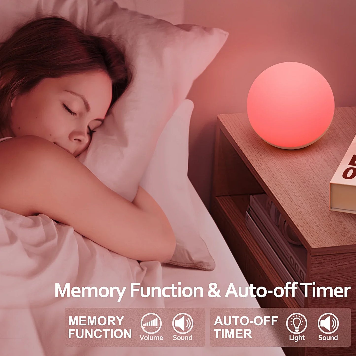 Fansbe Baby White Noise Machine, 12 Soothing Sounds No Bluetooth Baby Night Light Sound Machine