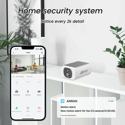 ANRAN Solar Security Cameras Wireless Outdoor, 2K WiFi Surveillance Camera for Home Security with Floodlight, Embedded Solar Panel, Color Night Vision, 2-Way Talk, Waterproof, Work with Alexa