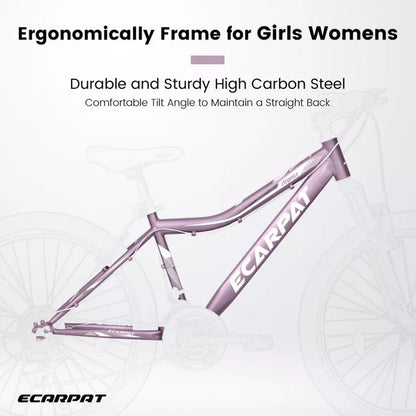 BestParts Youth Mountain Bike 24 Inch, Teen Trail Bike with Shock Absorbing Fork, 21-Speed, Dual Disc Brakes, School Commuting Ride, Purple