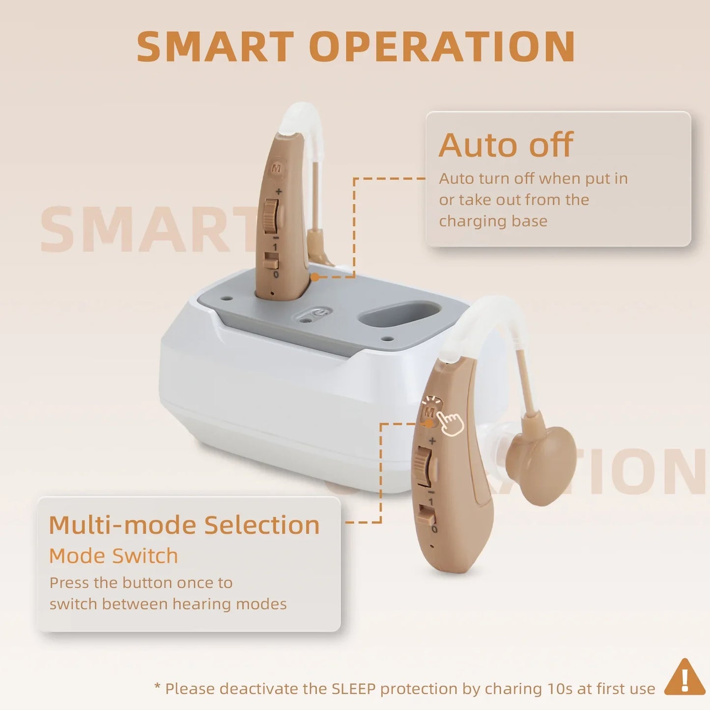 Delmicure Hearing Aids VHP-1011 for Seniors, Rechargeable Noise-Canceling Hearing Amplifiers with Volume Control, Long Battery Life, and Portable Charging Case - White