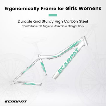 BestParts 24 Inch Mountain Bike for Teens Boys Girls, 21 Speed MTB Bicycle with V Brakes & Front Suspension Fork, for School Commute, White