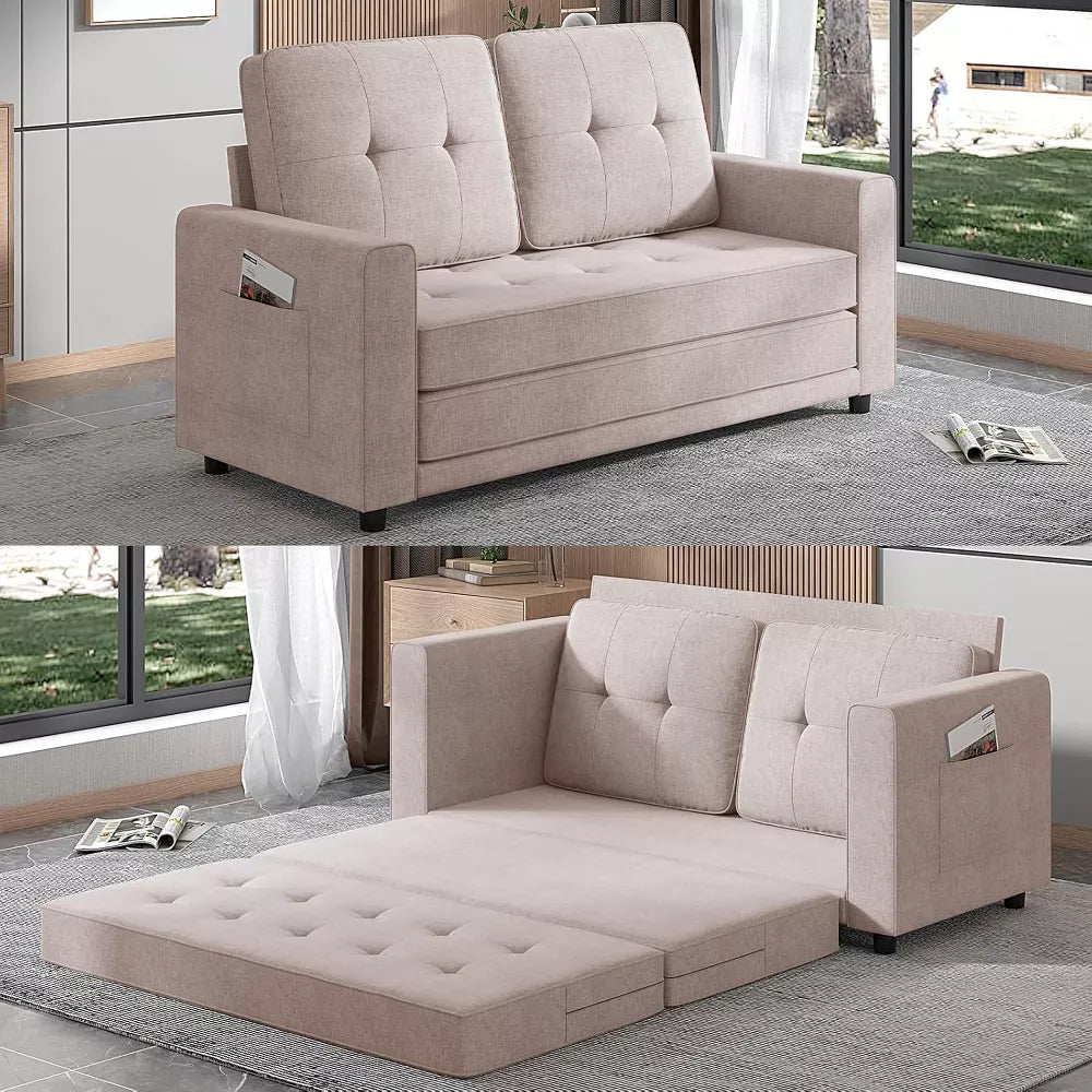 Mjkone Pull Out Sofa Bed, 3-in-1 Loveseat Sleeper Sofa Bed