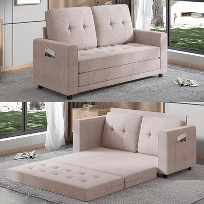 Mjkone Pull Out Sofa Bed, 3-in-1 Loveseat Sleeper Sofa Bed