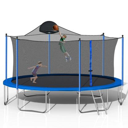 EUROCO 14FT Trampoline for Kids, Trampoline with Enclosure ,Ladder,Heavy Duty Recreational Trampoline Capacity for 7-8 Kids