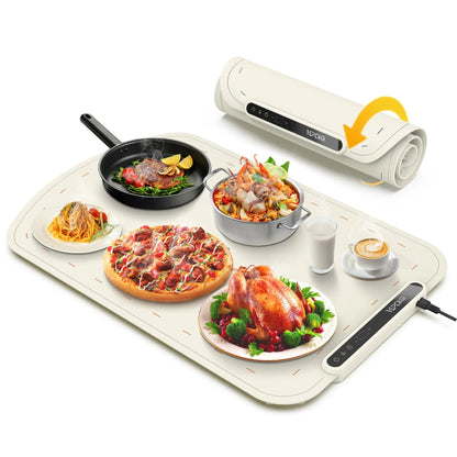 CATGOOD Warming Mat for Food, Electric Warming Tray to Keep Food Warm at Party, Silicone Heating Mat with 7 Temperature Levels& Auto Shut-Off, Food Warmers, White