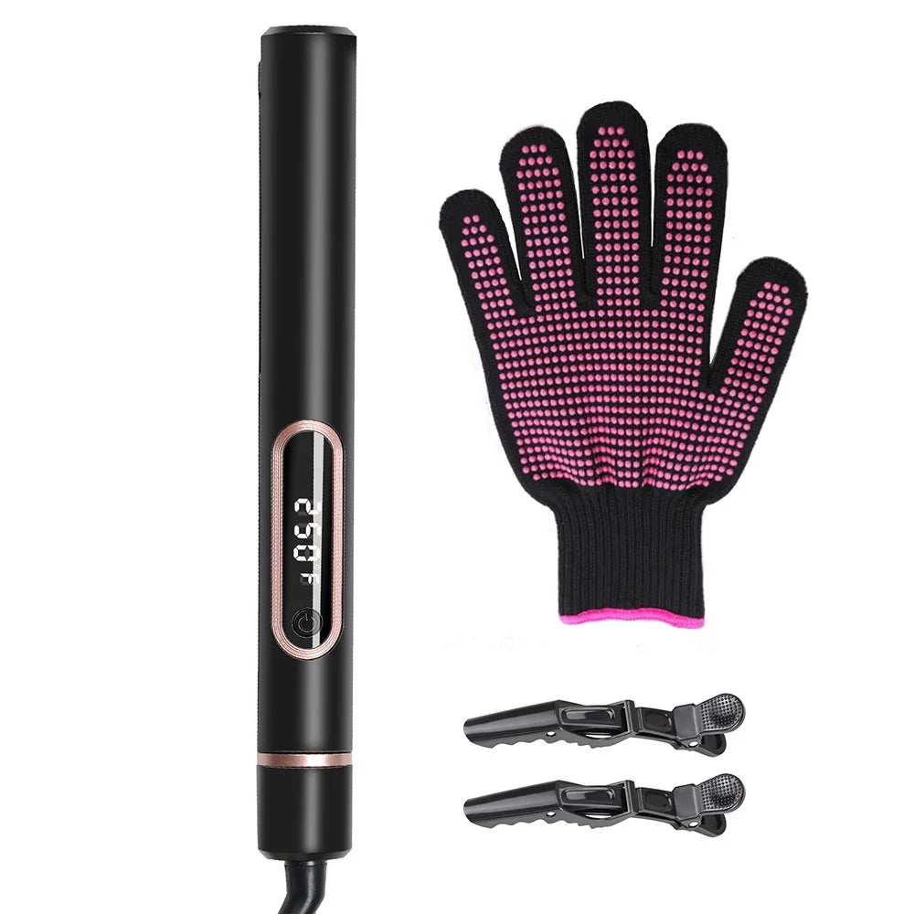 Hair Straightener Curling Iron Salon Styling Tool, 2-in-1 curling iron temperature-regulating bangs clip, straightening iron curling iron hair perms