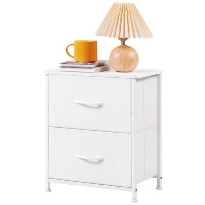 Somdot Small Dresser 2 DrawersFabric Storage Organizer Bedroom, White Leather