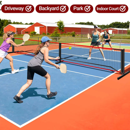 JASCOPRO Pickleball Net Set with 4 Paddles, 4 Pickleballs, 22FT Stable Metal Frame, and PE Net